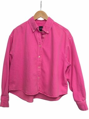 GAP Button-Down Shirt in Bright Pink oversized Small